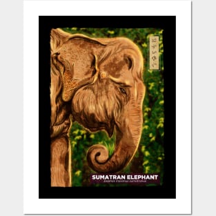 Sumatran Elephant - Black Posters and Art